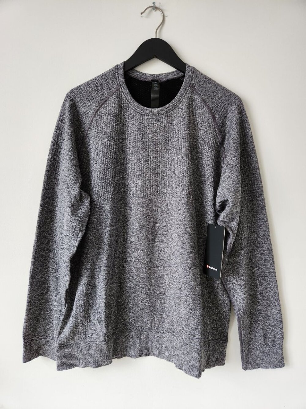 NWT LULULEMON BLK/WHT Grey Engineered Warmth LS Merino Wool Crew Top Men's XL